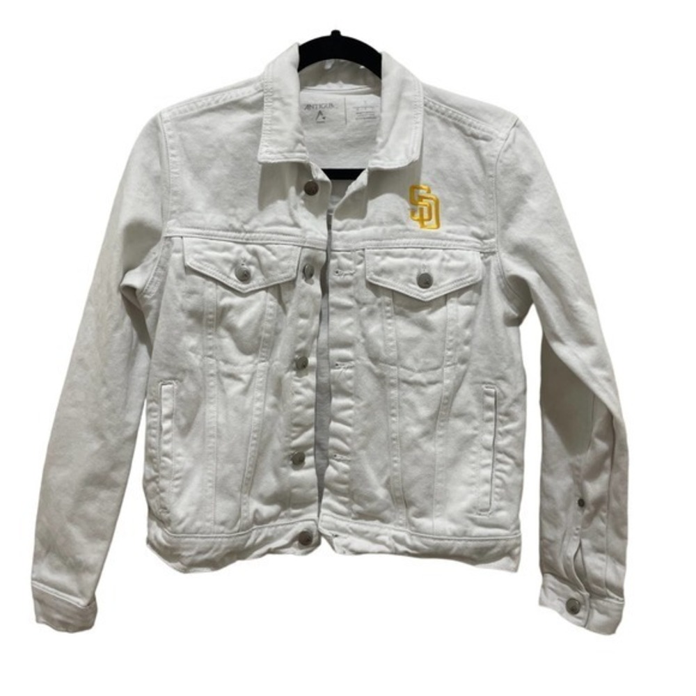 San Diego Padres Antigua White Denim Button Up Jacket Small